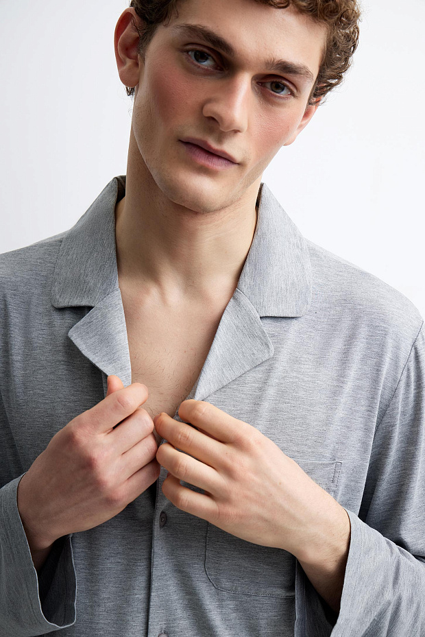 Пижамная рубашка мужская (темно-серый меланж)