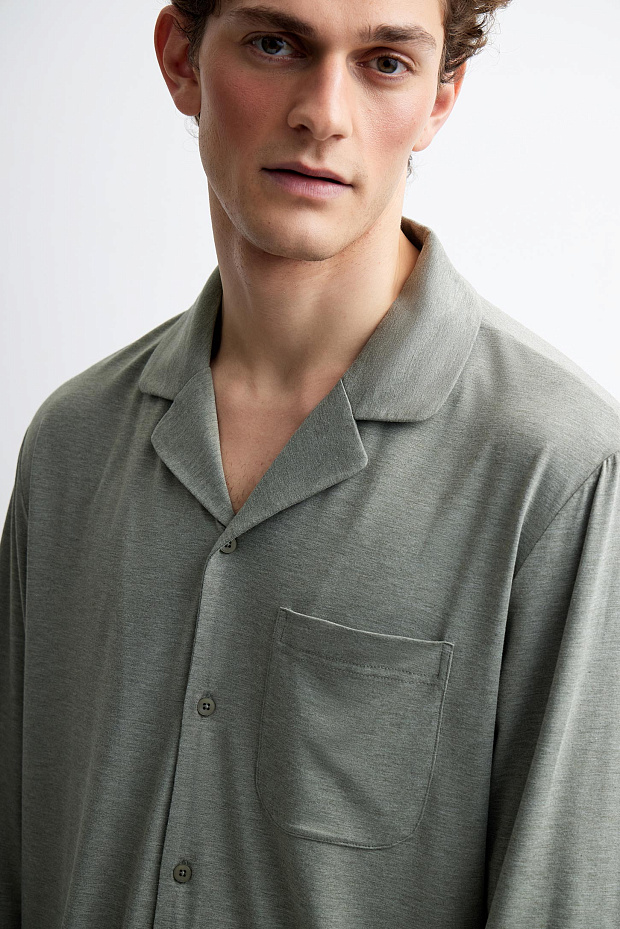 Пижамная рубашка мужская (зеленый меланж)