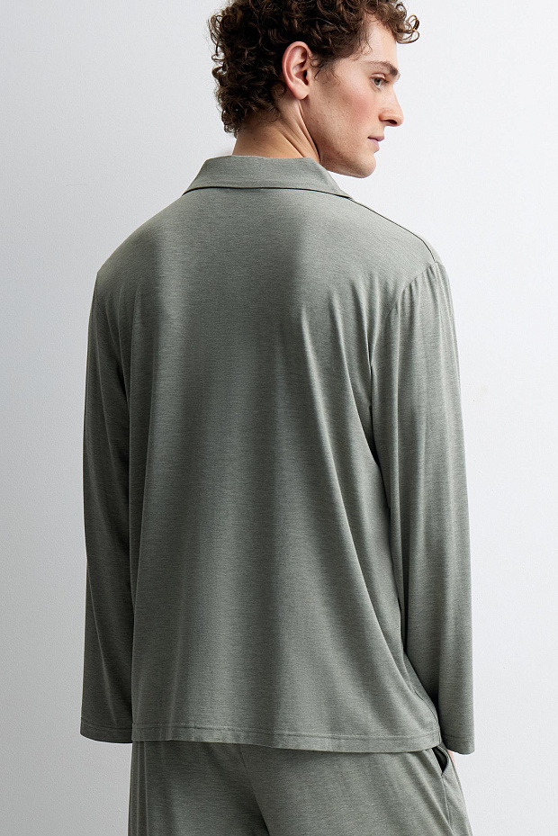 Пижамная рубашка мужская (зеленый меланж)