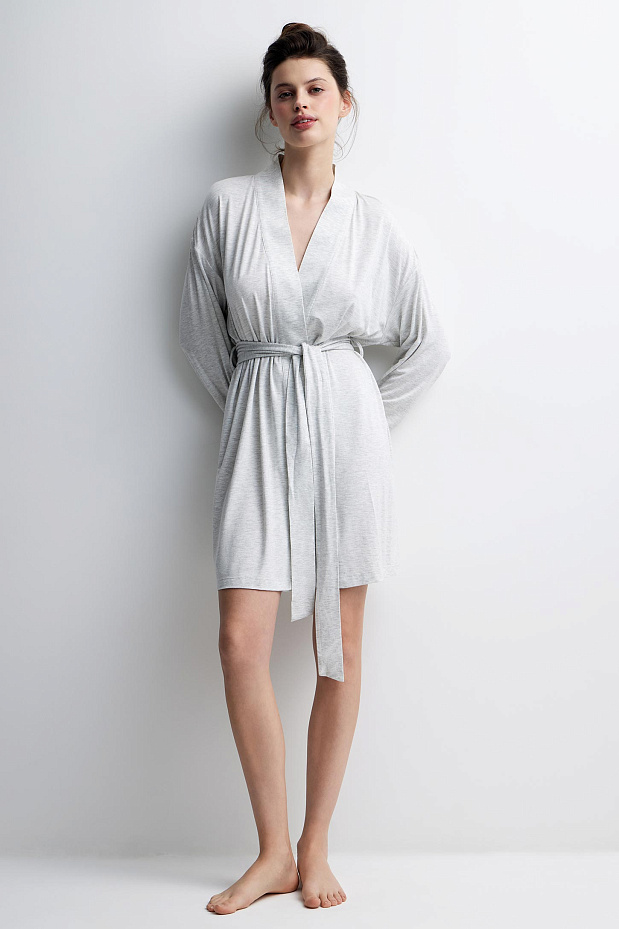 Халат женский (серый меланж)