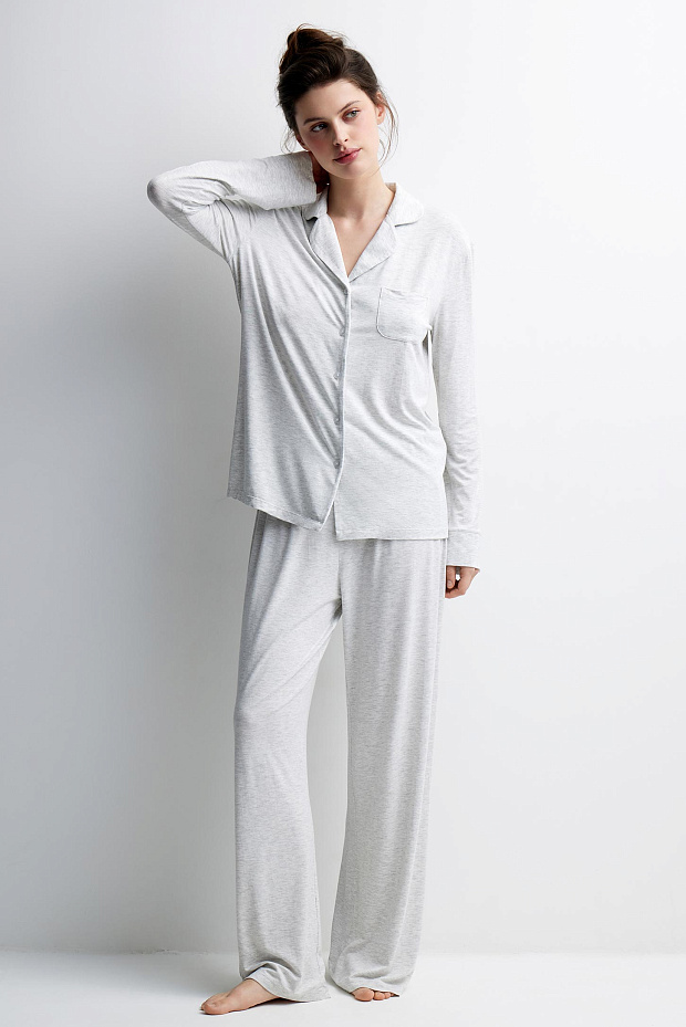 Пижамная рубашка женская (серый меланж)