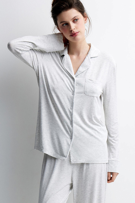Пижамная рубашка женская (серый меланж)