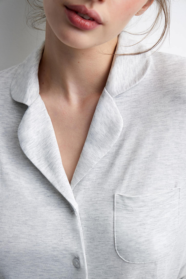 Пижамная рубашка женская (серый меланж)