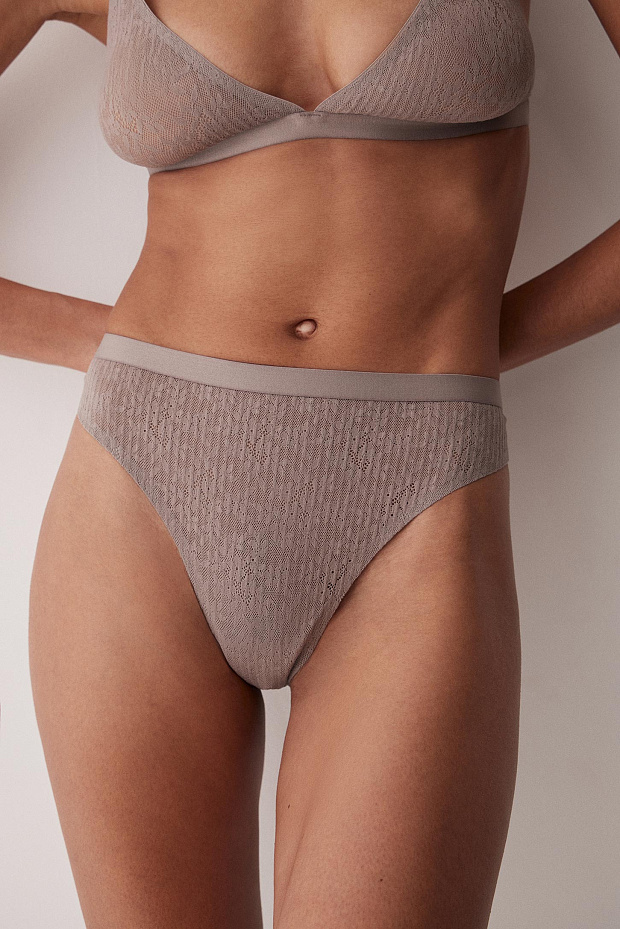 Трусы-стринги с высокой посадкой (капучино)
