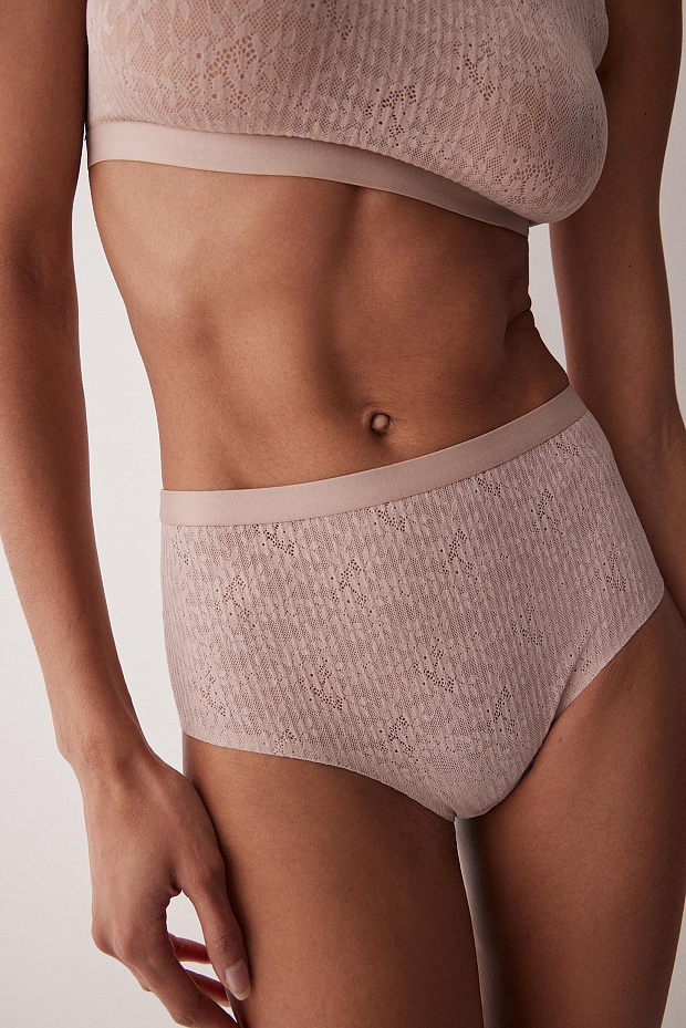 Трусы-кюлоты с высокой посадкой (пудрово-розовый)