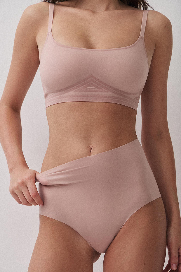 Трусы-кюлоты с высокой посадкой (пудрово-розовый)