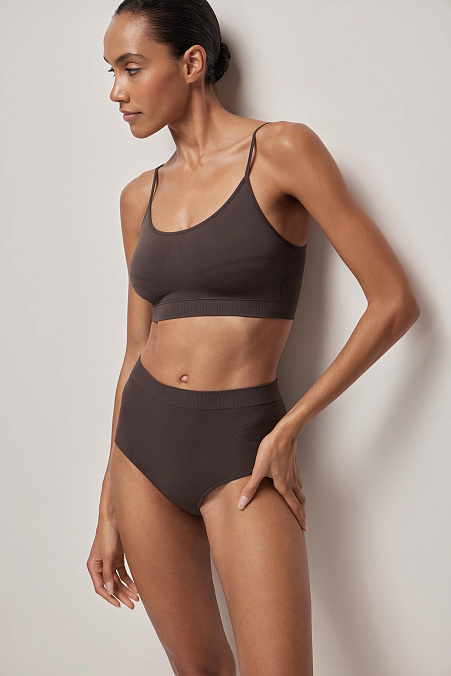 Трусы-кюлоты с высокой посадкой (шоколадный)