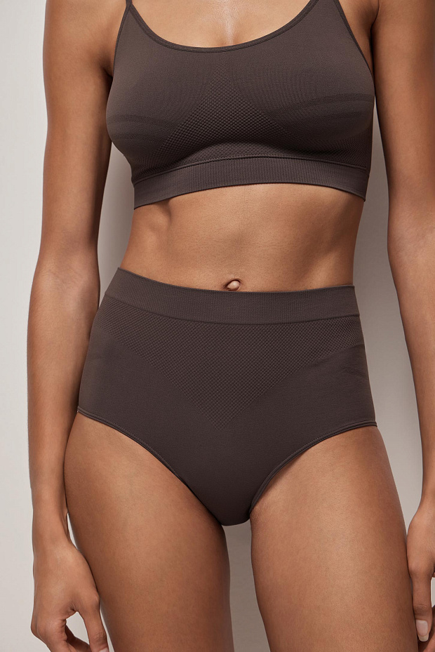 Трусы-кюлоты с высокой посадкой (шоколадный)