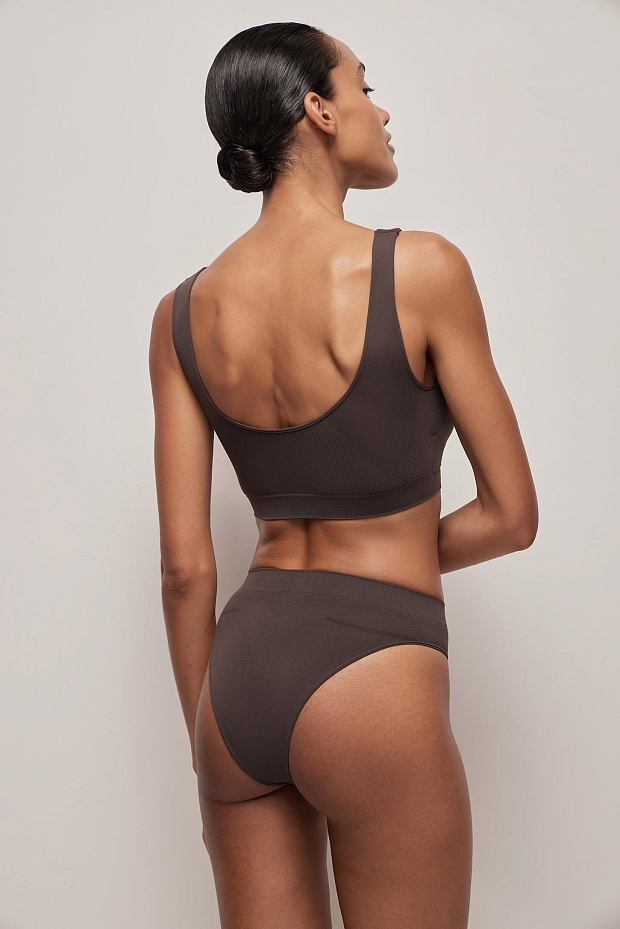 Топ на широких бретелях с чашкой-вкладышем (шоколадный)