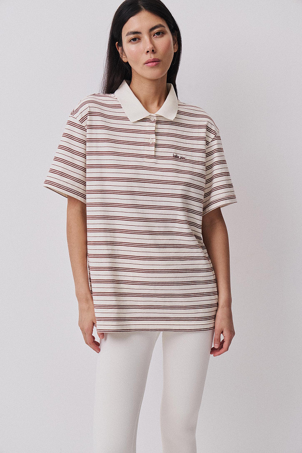 Футболка-поло (коричневый-принт)