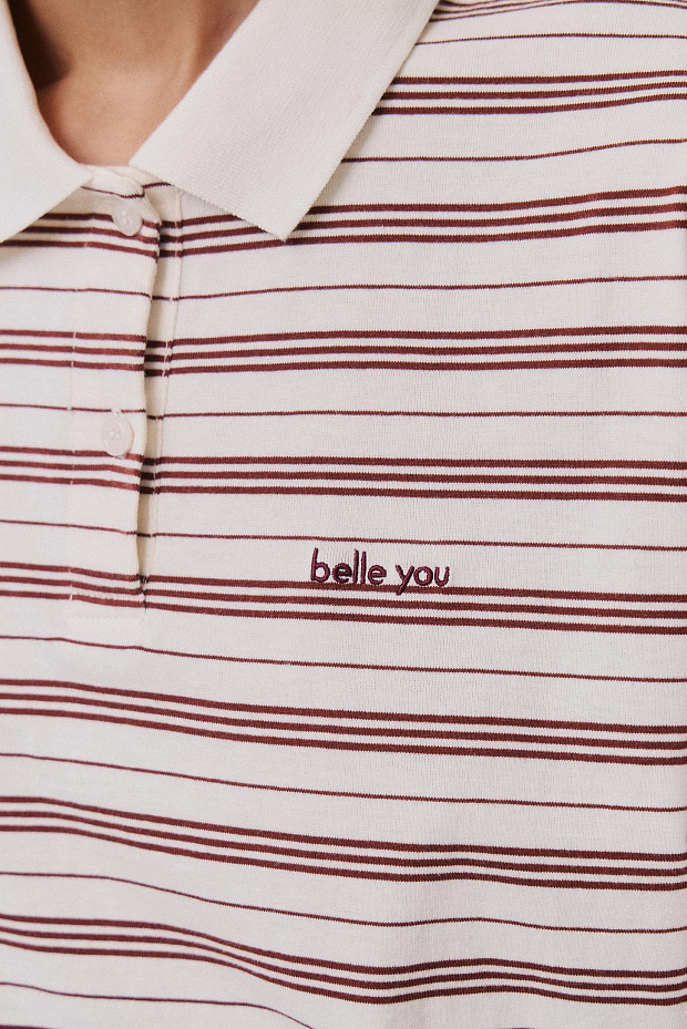 Футболка-поло (коричневый-принт)