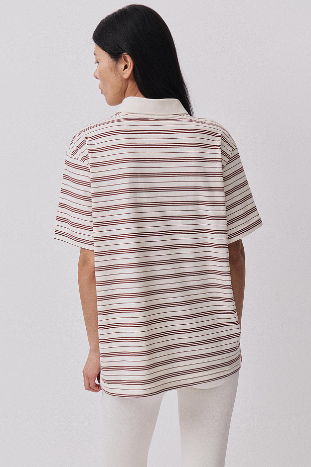 Футболка-поло (коричневый-принт)