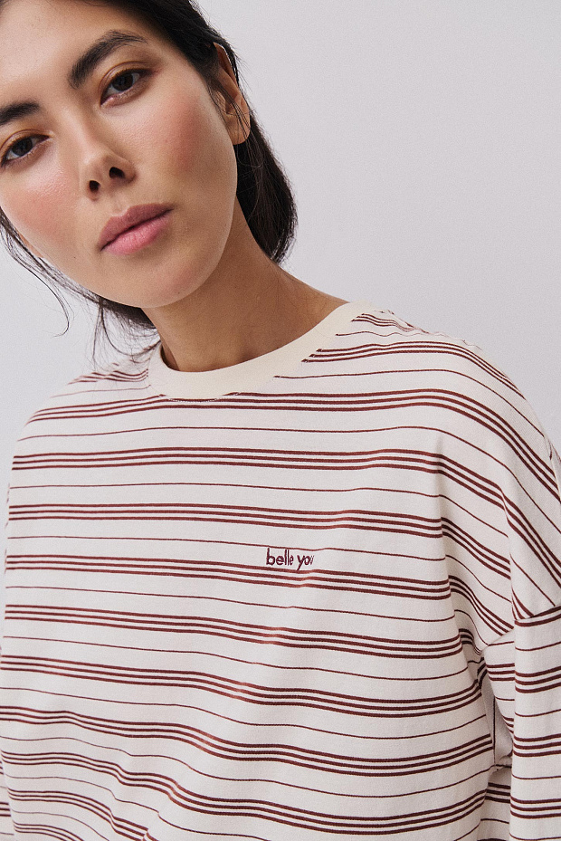 Лонгслив оверсайз (коричневый-принт)