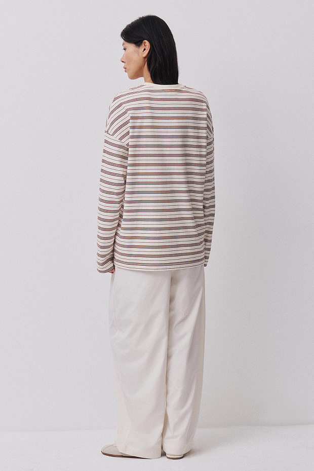 Лонгслив оверсайз (коричневый-принт)