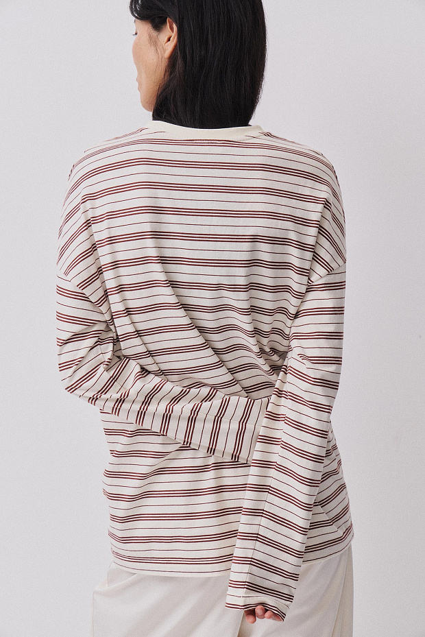 Лонгслив оверсайз (коричневый-принт)