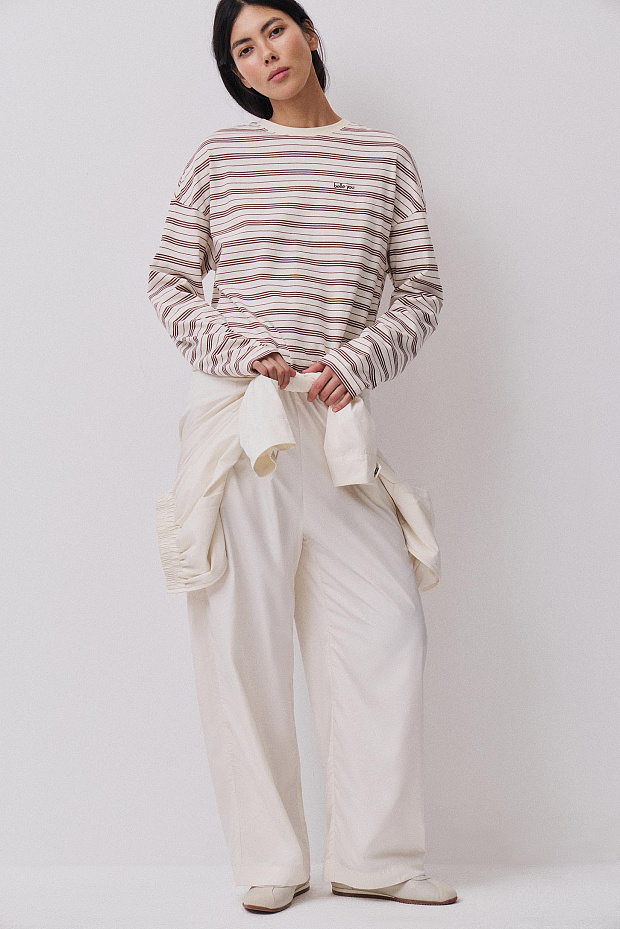 Лонгслив оверсайз (коричневый-принт)