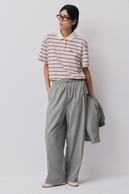 Брюки прямые (серо-зеленый )