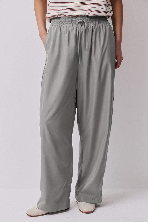 Брюки прямые (серо-зеленый )