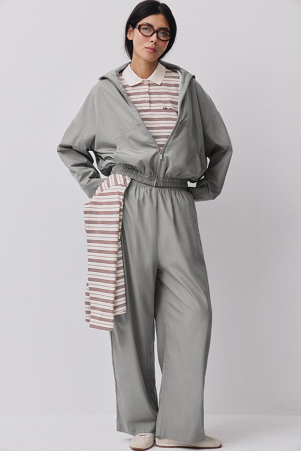 Брюки прямые (серо-зеленый )