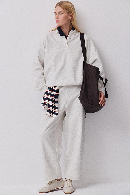 Укороченные брюки (светло-серый меланж)