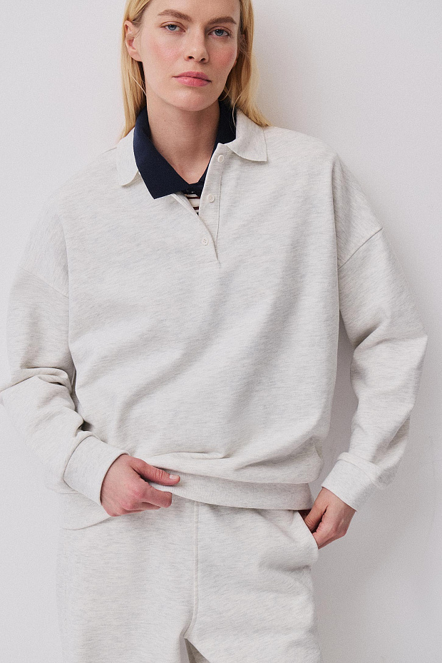 Толстовка-поло (светло-серый меланж)