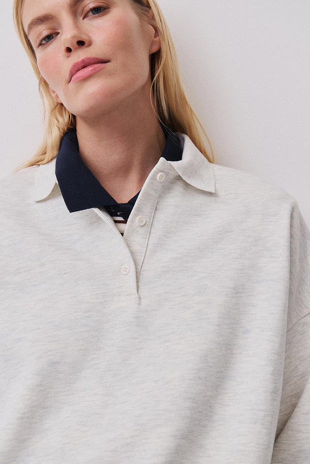 Толстовка-поло (светло-серый меланж)