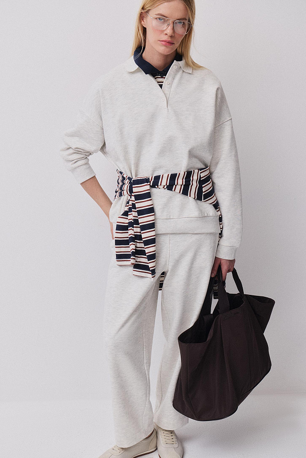 Толстовка-поло (светло-серый меланж)