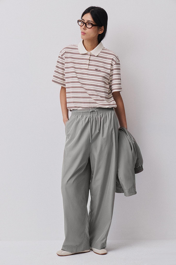 Брюки прямые (серо-зеленый )