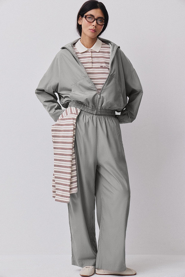 Брюки прямые (серо-зеленый )