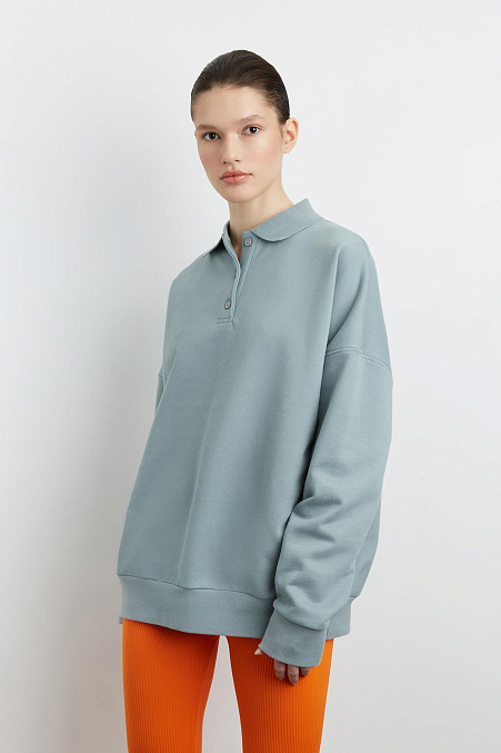 Толстовка-поло (серо-голубой )