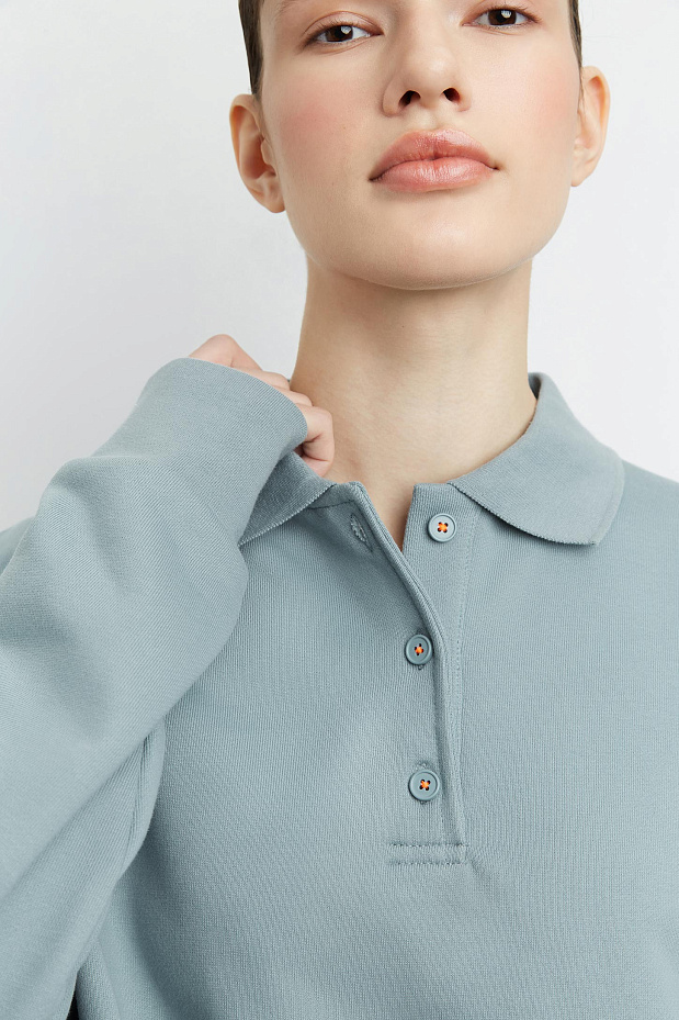 Толстовка-поло (серо-голубой )