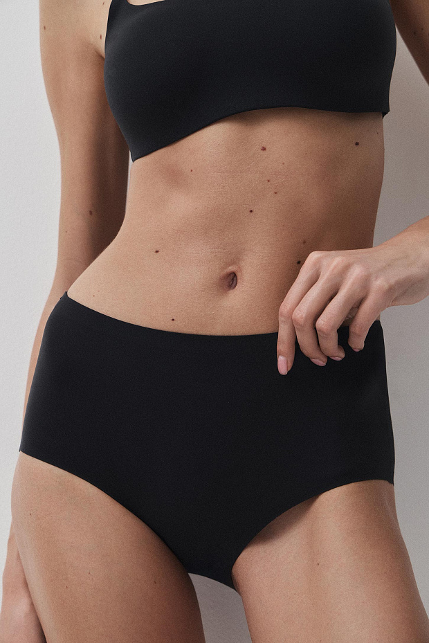 Трусы кюлоты с высокой посадкой (черный)