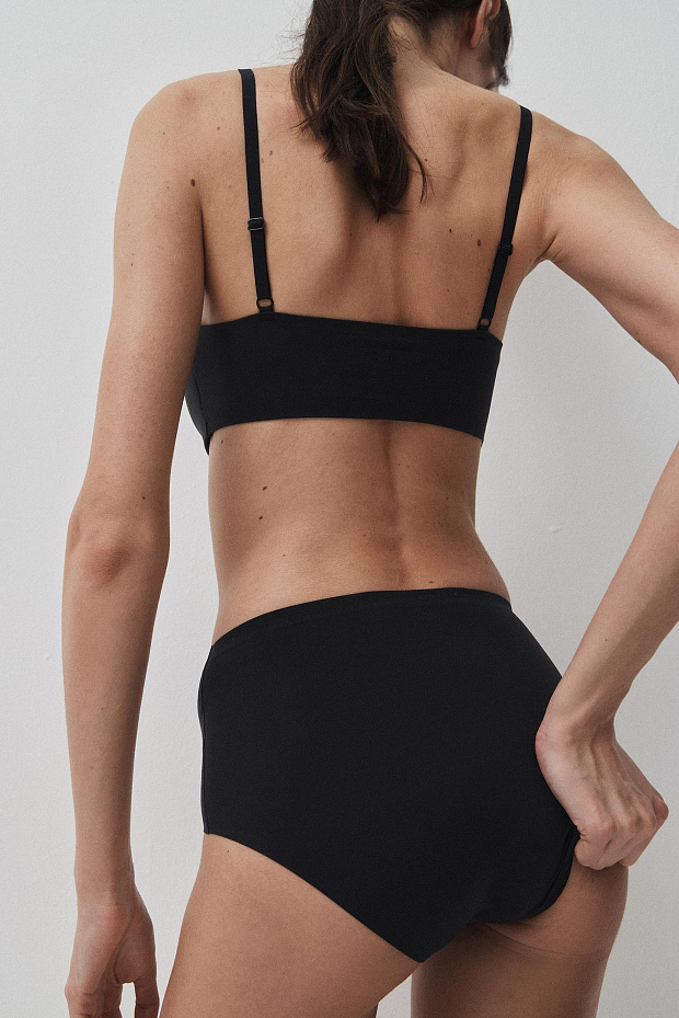 Трусы кюлоты с высокой посадкой (черный)