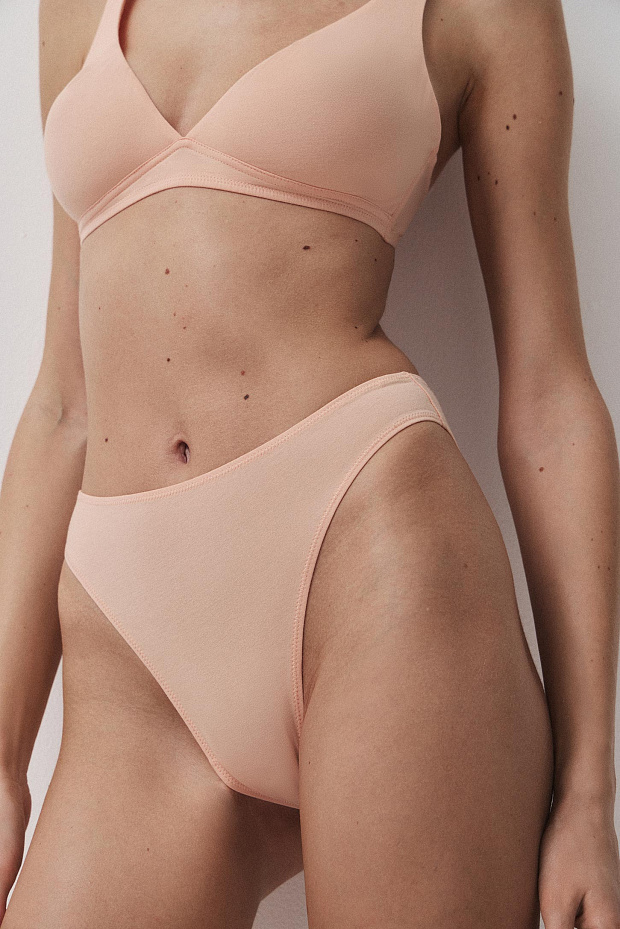 Трусы-танга с высокой посадкой (персиковый)