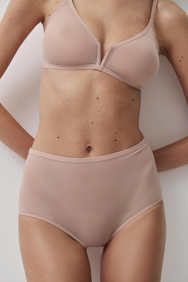 Трусы-кюлоты с высокой посадкой (пудрово-розовый)