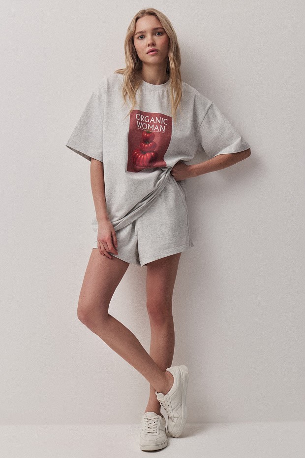 Футболка оверсайз (светло-серый меланж)