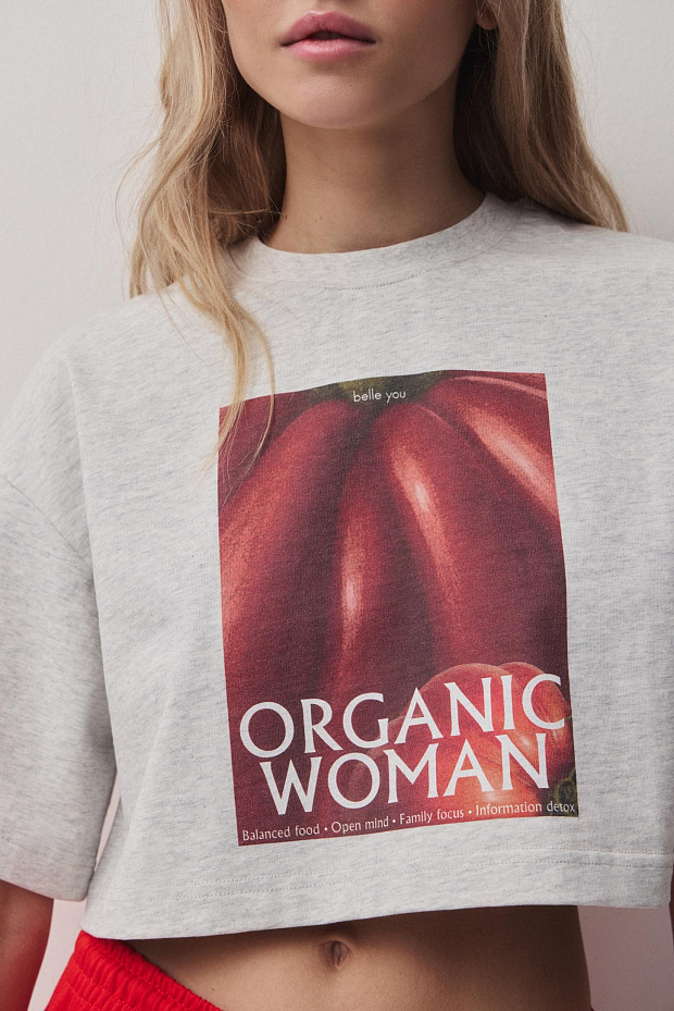 Футболка свободного силуэта (светло-серый меланж)