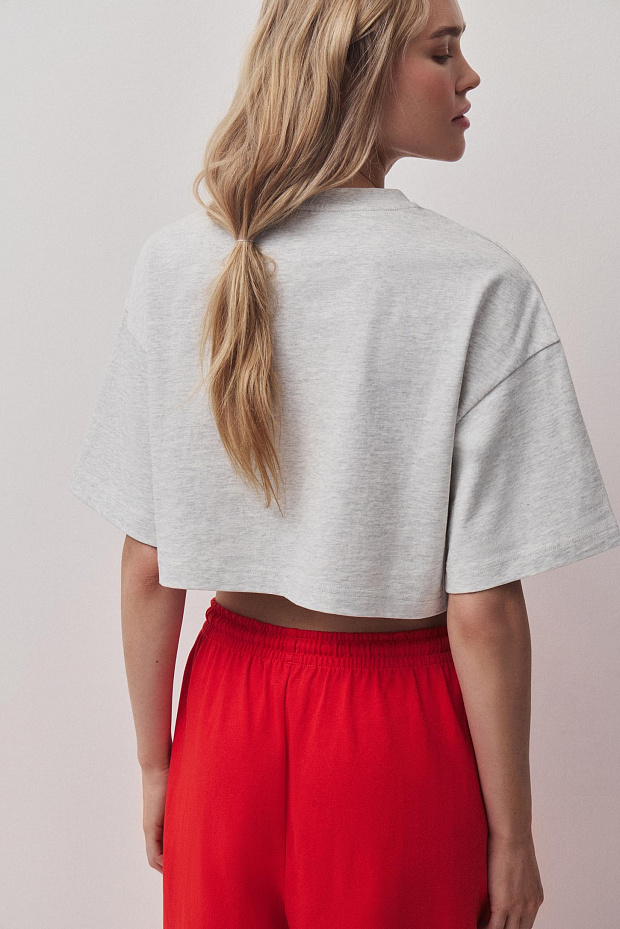 Футболка свободного силуэта (светло-серый меланж)