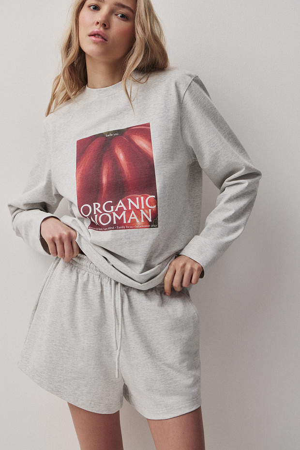 Укороченные шорты (светло-серый меланж)