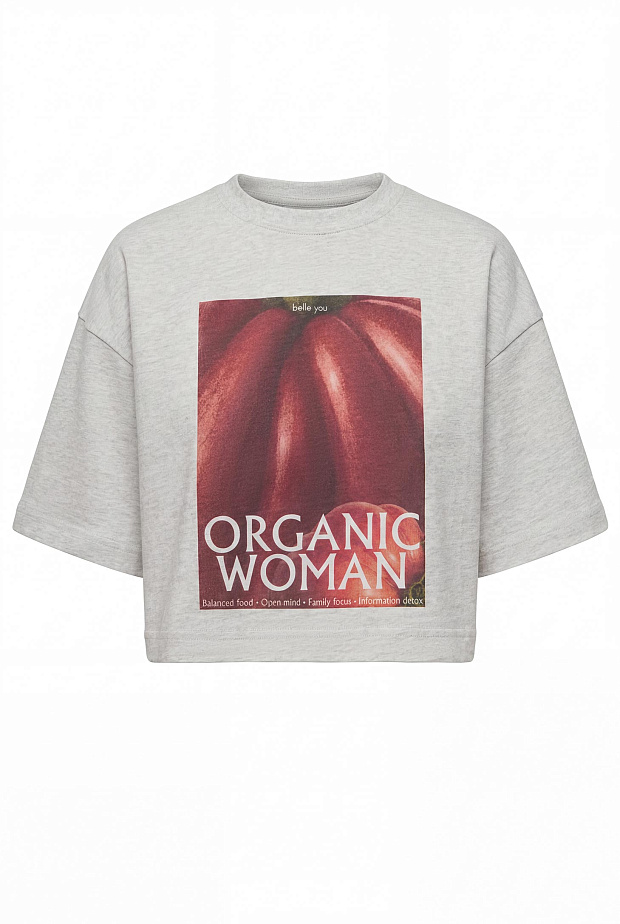 Футболка свободного силуэта (светло-серый меланж)