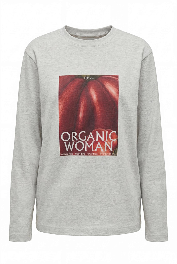 Лонгслив свободного силуэта (светло-серый меланж)