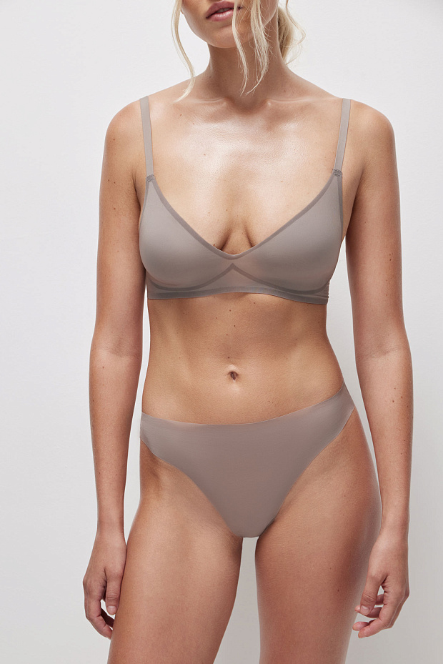 Трусы-стринги с высокой посадкой (капучино)