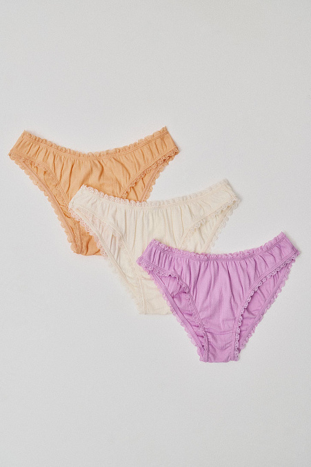 Набор из трусов-слипов со средней посадкой (лиловый/персиковый/пломбир)