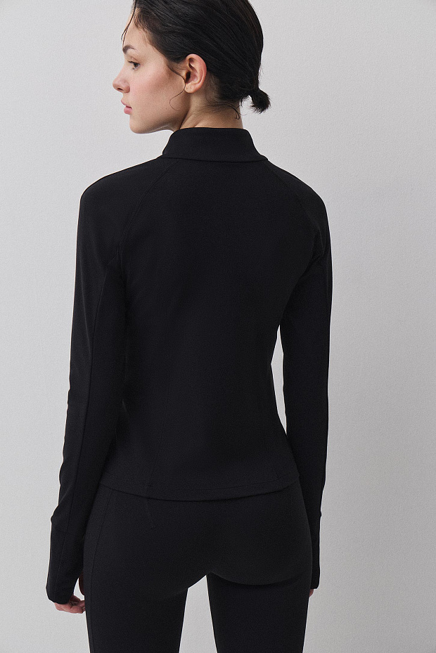 Спортивный лонгслив на молнии (черный)