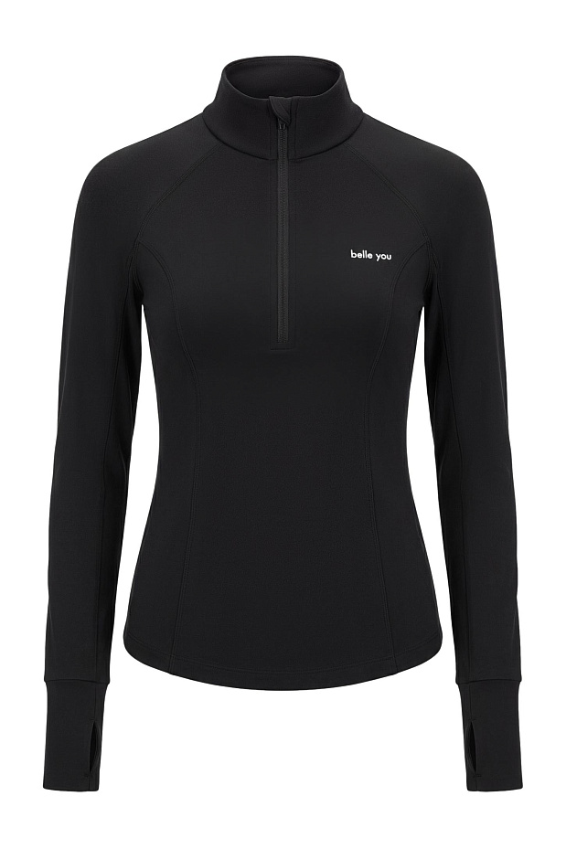 Спортивный лонгслив на молнии (черный)