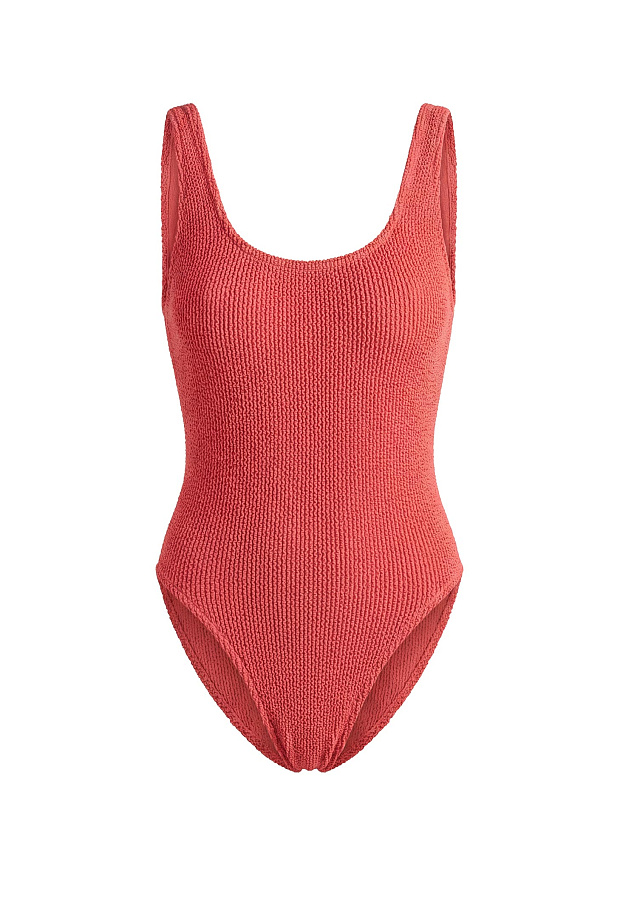 Сплошной купальник на широких бретелях (коралловый)