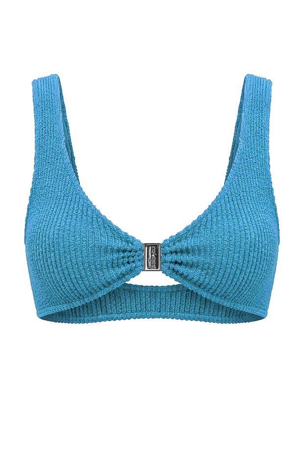 Купальный бесшовный топ на широких бретелях (морская волна)