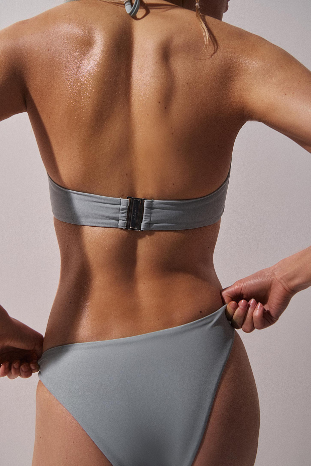 Купальный топ бандо (серо-зеленый )