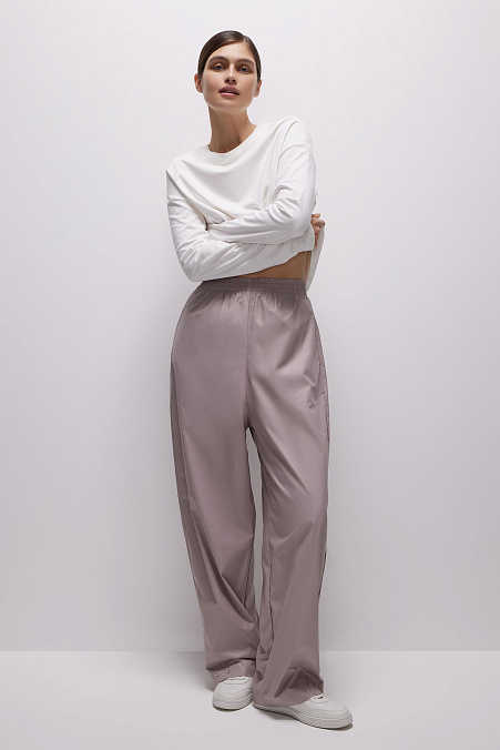 Свободные брюки из гладкой ткани (кофейный)