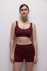 Шорты с высокой посадкой в рубчик